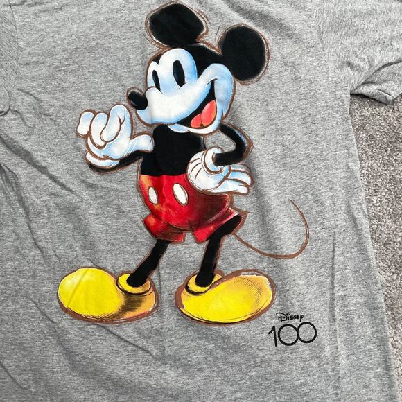 Disney Mickey Mouse Graphic T-Shirt Women Medium Gray Crew Neck Short Sleeve Tee - Picture 3 of 8